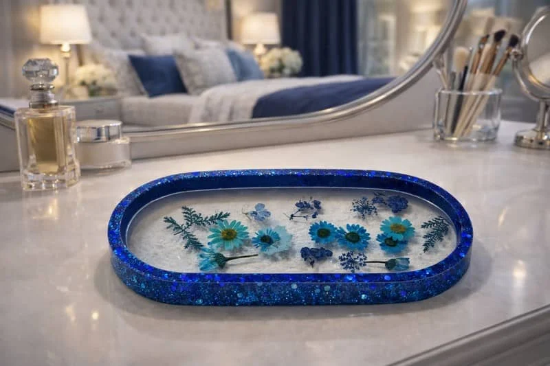 Deep Blue Botanical Tray