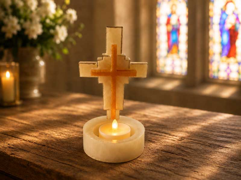Ivory & Gold Devotional Cross - Image 3