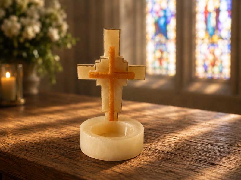 Ivory & Gold Devotional Cross - Image 2