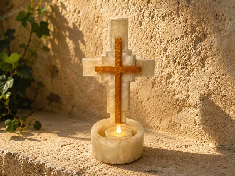 Ivory & Gold Devotional Cross - Image 4
